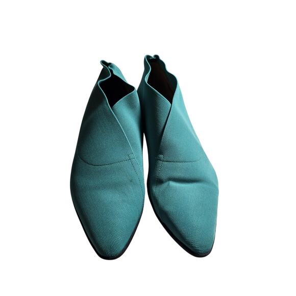 John Fluevog Shoes 8.5 Teal Blue Pointed Toe Dress Flats Designer - Picture 3 of 10